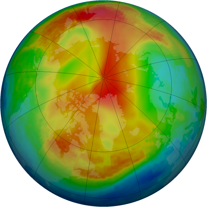 Arctic ozone map for 12 January 2004